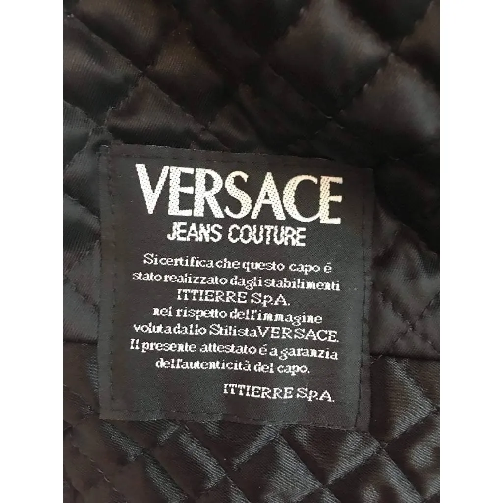 VERSACE Lizard Stamped Black Leather Jacket | Size S